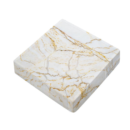 White Brown Grunge Marble Print Outdoor Seat Cushion Cover