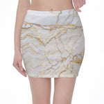 White Brown Grunge Marble Print Pencil Mini Skirt