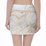 White Brown Grunge Marble Print Pencil Mini Skirt