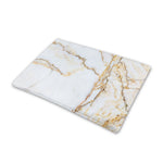 White Brown Grunge Marble Print Pet Cooling Mat Cover