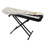 White Brown Grunge Marble Print Piano Keyboard Cover