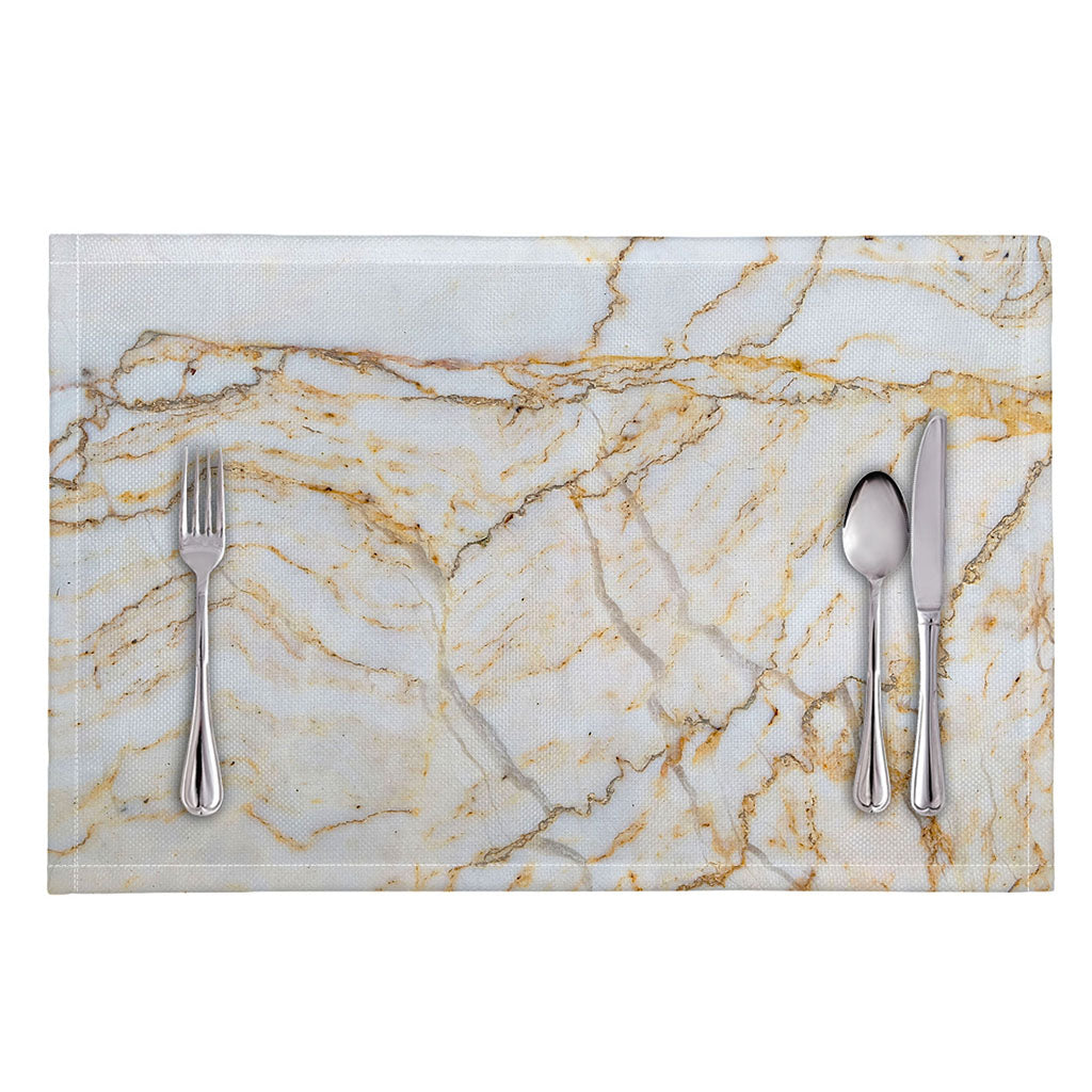 White Brown Grunge Marble Print Placemat