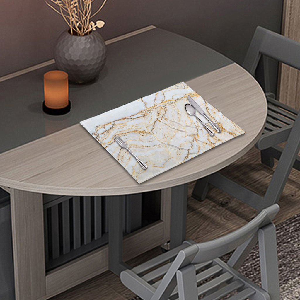 White Brown Grunge Marble Print Placemat