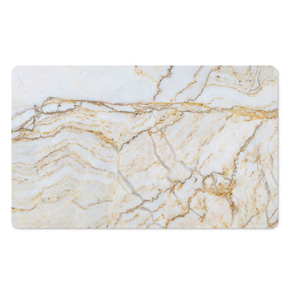 White Brown Grunge Marble Print Polyester Doormat