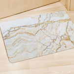White Brown Grunge Marble Print Polyester Doormat