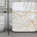 White Brown Grunge Marble Print Polyester Shower Curtain