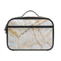 White Brown Grunge Marble Print Portable Lunch Bag
