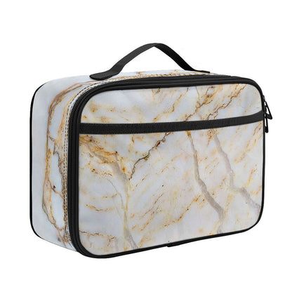 White Brown Grunge Marble Print Portable Lunch Bag