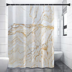 White Brown Grunge Marble Print Premium Shower Curtain