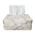 White Brown Grunge Marble Print Rectangle Tissue Box Cover