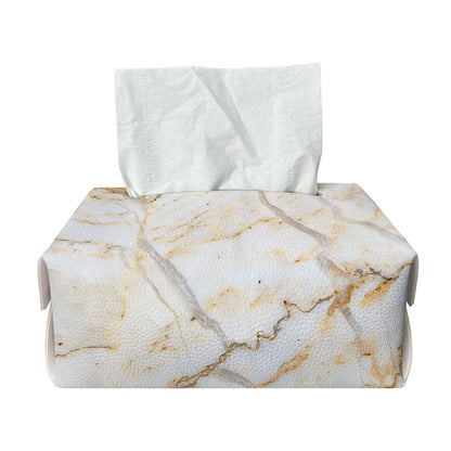 White Brown Grunge Marble Print Rectangle Tissue Box Cover