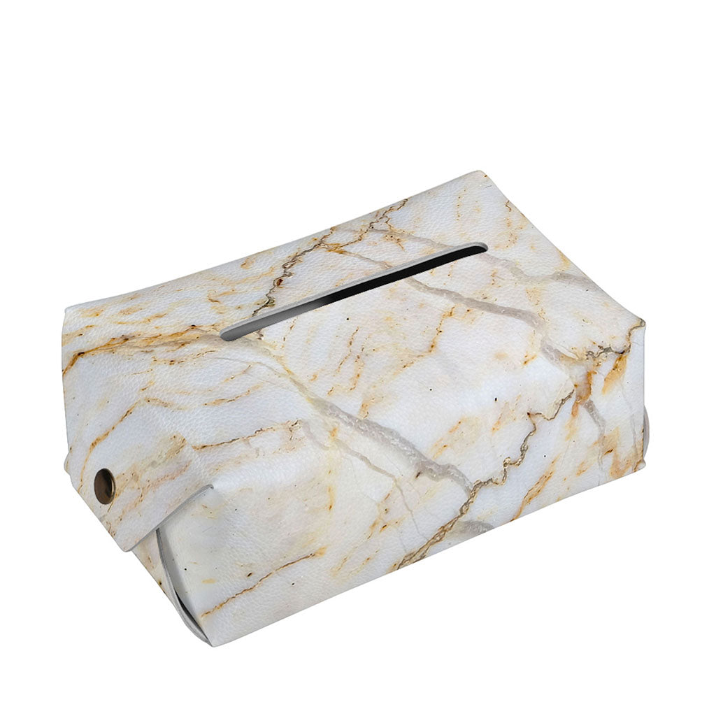 White Brown Grunge Marble Print Rectangle Tissue Box Cover