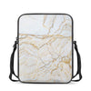 White Brown Grunge Marble Print Rectangular Crossbody Bag