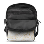 White Brown Grunge Marble Print Rectangular Crossbody Bag