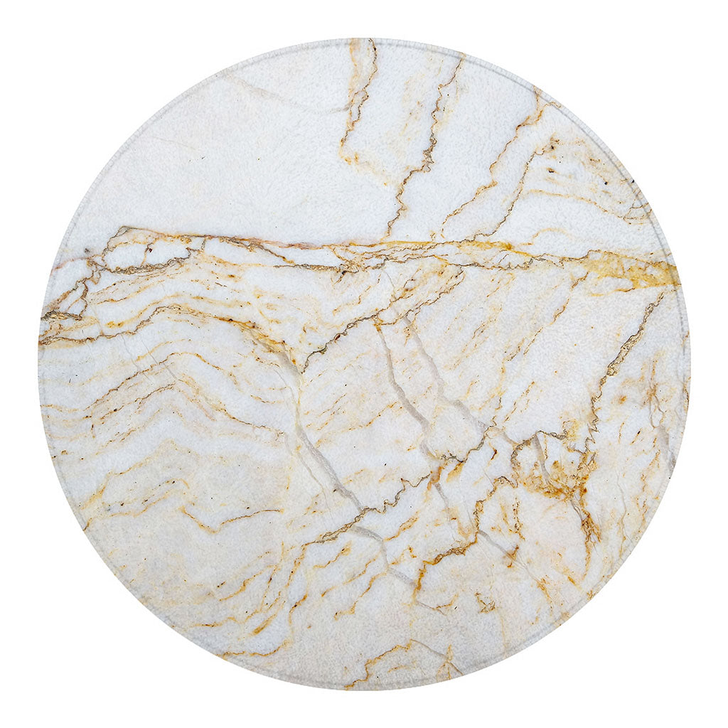 White Brown Grunge Marble Print Round Blanket