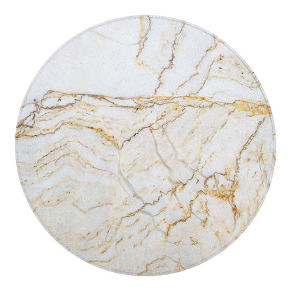 White Brown Grunge Marble Print Round Blanket