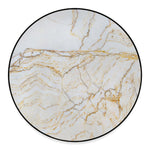White Brown Grunge Marble Print Round Floor Mat