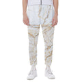 White Brown Grunge Marble Print Joggers
