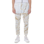 White Brown Grunge Marble Print Scuba Joggers