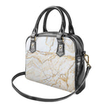 White Brown Grunge Marble Print Shoulder Handbag