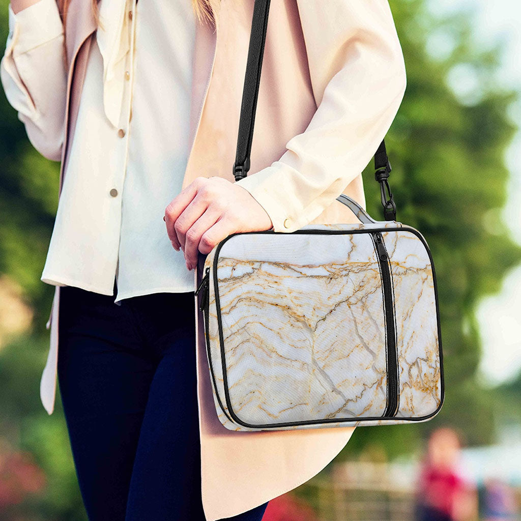 White Brown Grunge Marble Print Shoulder Strap Bible Bag