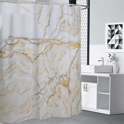 White Brown Grunge Marble Print Shower Curtain