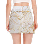 White Brown Grunge Marble Print Side Slit Mini Skirt