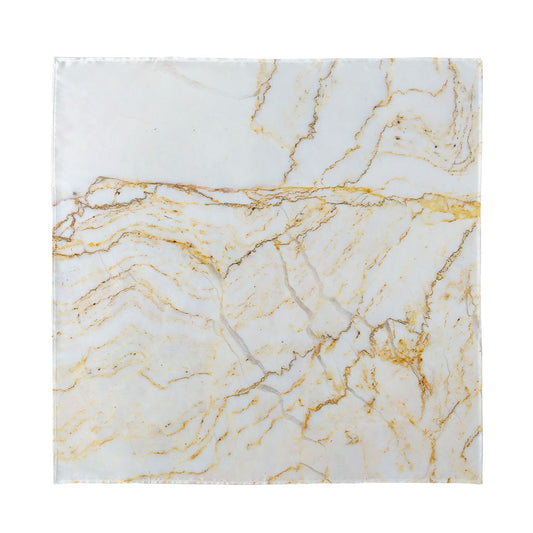 White Brown Grunge Marble Print Silk Bandana