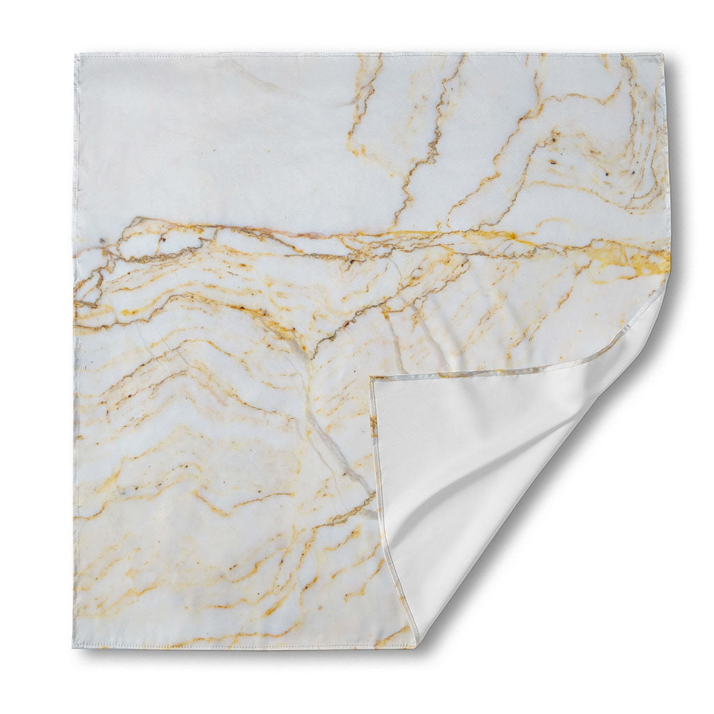 White Brown Grunge Marble Print Silk Bandana