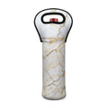 White Brown Grunge Marble Print Single Neoprene Wine Tote