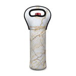 White Brown Grunge Marble Print Single Neoprene Wine Tote