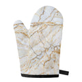 White Brown Grunge Marble Print Single Oven Mitt