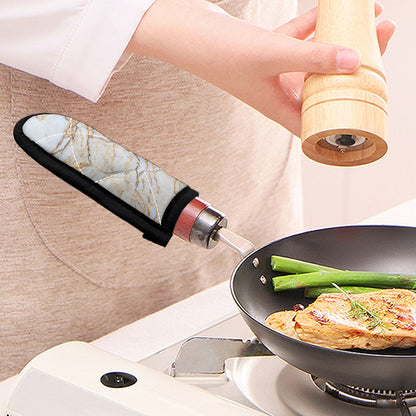White Brown Grunge Marble Print Skillet Handle Cover