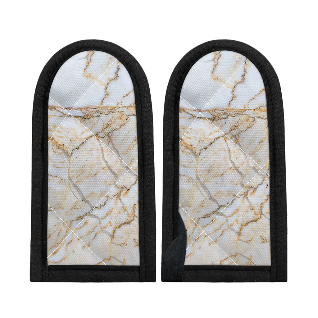 White Brown Grunge Marble Print Skillet Handle Cover