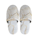 White Brown Grunge Marble Print Slippers