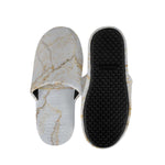 White Brown Grunge Marble Print Slippers