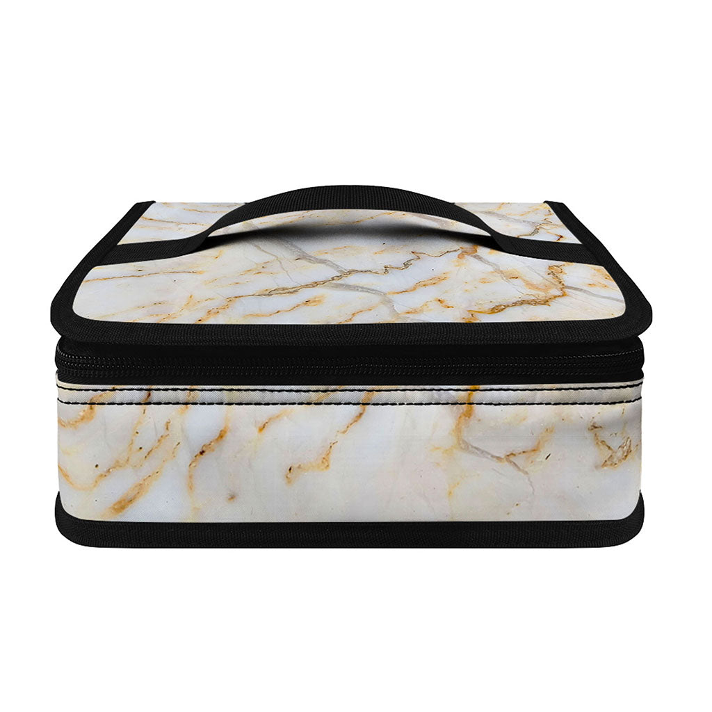 White Brown Grunge Marble Print Small Lunch Bag