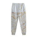 White Brown Grunge Marble Print Sweatpants
