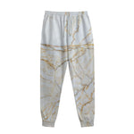 White Brown Grunge Marble Print Sweatpants