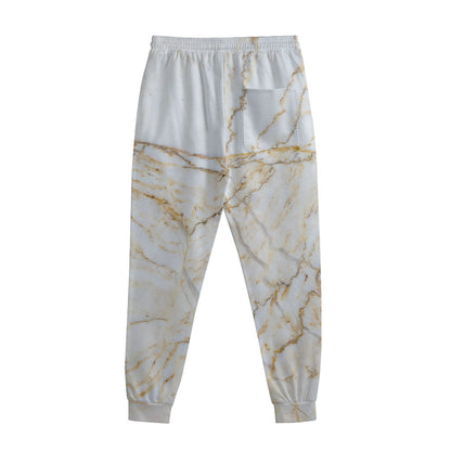 White Brown Grunge Marble Print Sweatpants