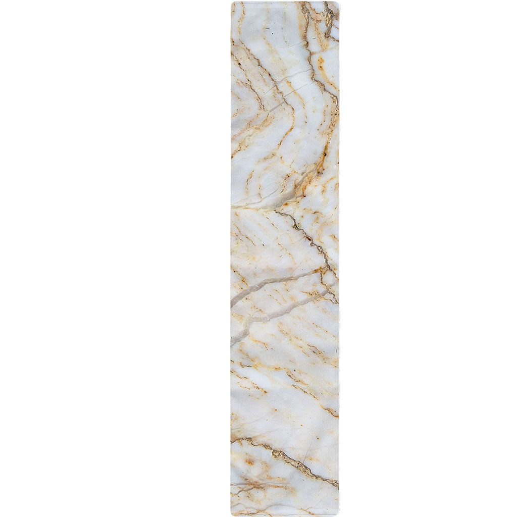 White Brown Grunge Marble Print Table Runner