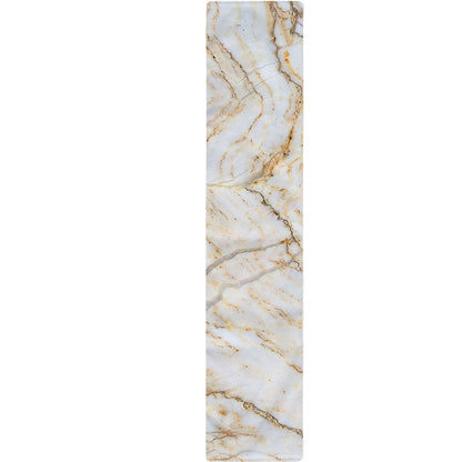 White Brown Grunge Marble Print Table Runner