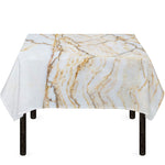 White Brown Grunge Marble Print Tablecloth