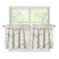 White Brown Grunge Marble Print Tier Curtains