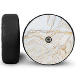 White Brown Grunge Marble Print Tire Cover With Camera Hole