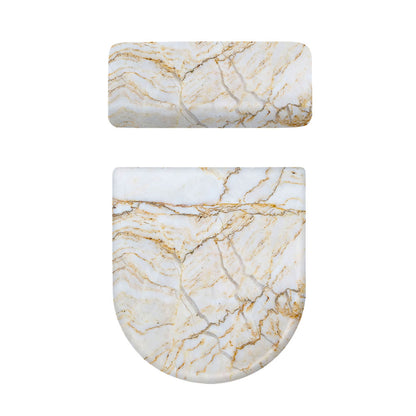 White Brown Grunge Marble Print Toilet Lid And Tank Cover Set