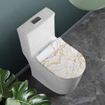 White Brown Grunge Marble Print Toilet Lid Cover