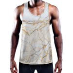 White Brown Grunge Marble Print Training Tank Top