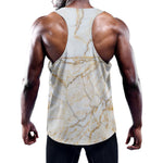 White Brown Grunge Marble Print Training Tank Top