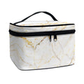 White Brown Grunge Marble Print Travel Makeup Bag